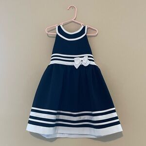 Size 5 girls Bonnie Jean Navy and White Formal Dress with Bow